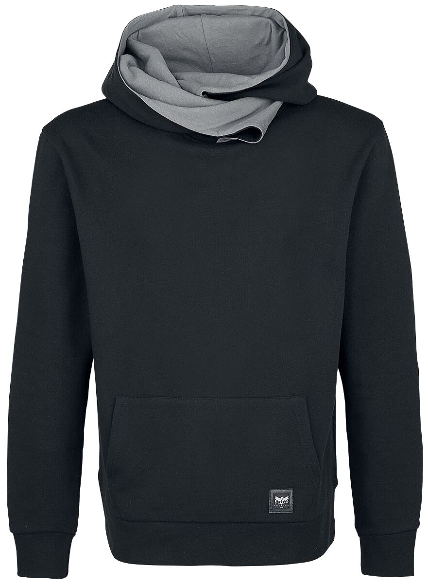 Black Premium by EMP Herren schwarzer Hoodie mit hohem Kragen