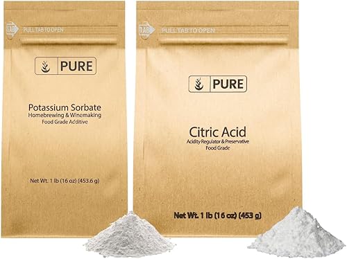 PURE ORIGINAL INGREDIENTS Paquete de ácido cítrico y sorbato de potasio, (1 libra cada uno) grado alimenticio, natural