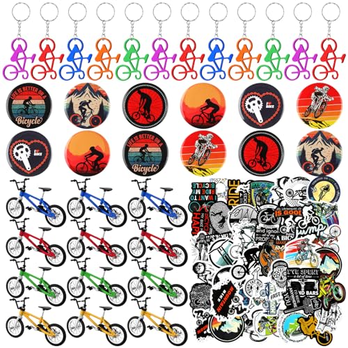 Poen 86 Pcs Bike Party Favor Including 12 Finger Bikes 12 Bike Keychain 12 Button Badges...
