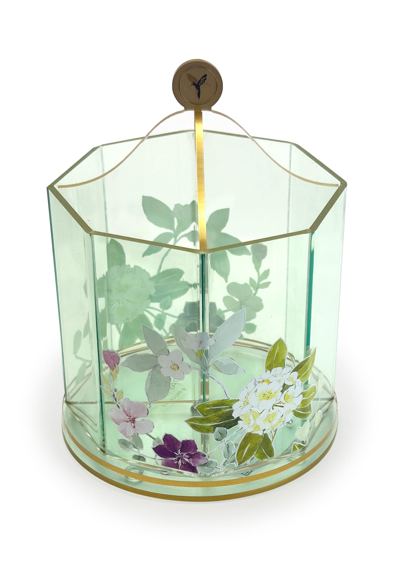 Papyrus akrylowy uchwyt na długopisy na biurko, zielony Aqua Spinner Organizer z dwustronnymi nadrukami kwiatowymi, mały organizer biurkowy na długopisy, ołówki, markery i nie tylko, artykuły biurowe