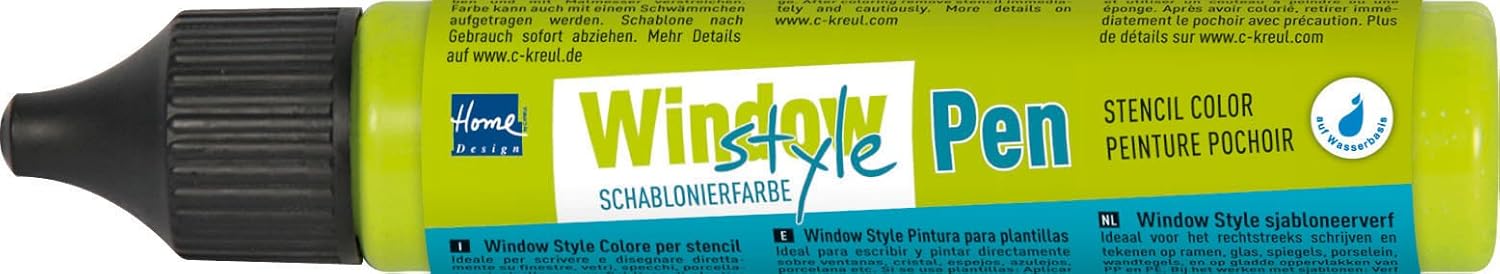 KREUL 74910 - Glass paint for stencils in applicator WINDOW STYLE apple green 30 ml. HOME DESIGN