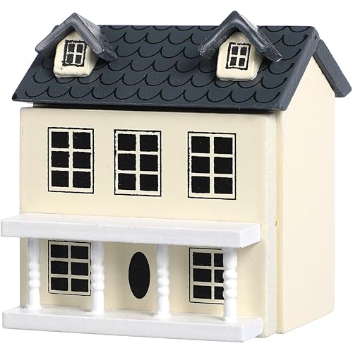 Garneck Miniature Dollhouse Light Yellow Tiny Wooden House Model for Kids Decorative Crafts House for Micro Landscape Crafts Accessories