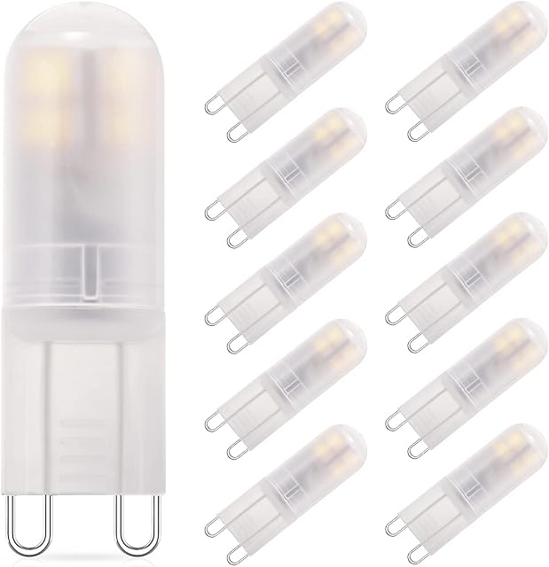 G9 LED Bulbs 2W Equivalent to G9 Halogen Bulbs 20W 25W 28W, G9 LED Light Bulbs Cool White 6000K, 360°Beam Angle, AC 220V-240V, Non Flicker, Non Dimmable Energy Saving LED Bulbs, 10pack