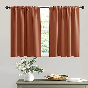 RYB HOME Blackout Curtains for RV Camper Windows, Privacy Thermal Insulating Mini Curtains & Drapes for Bedroom Bathroom Basement Kitchen Door Window Cover, W 42 x L 36 inch, Burnt Orange, 2 Panels