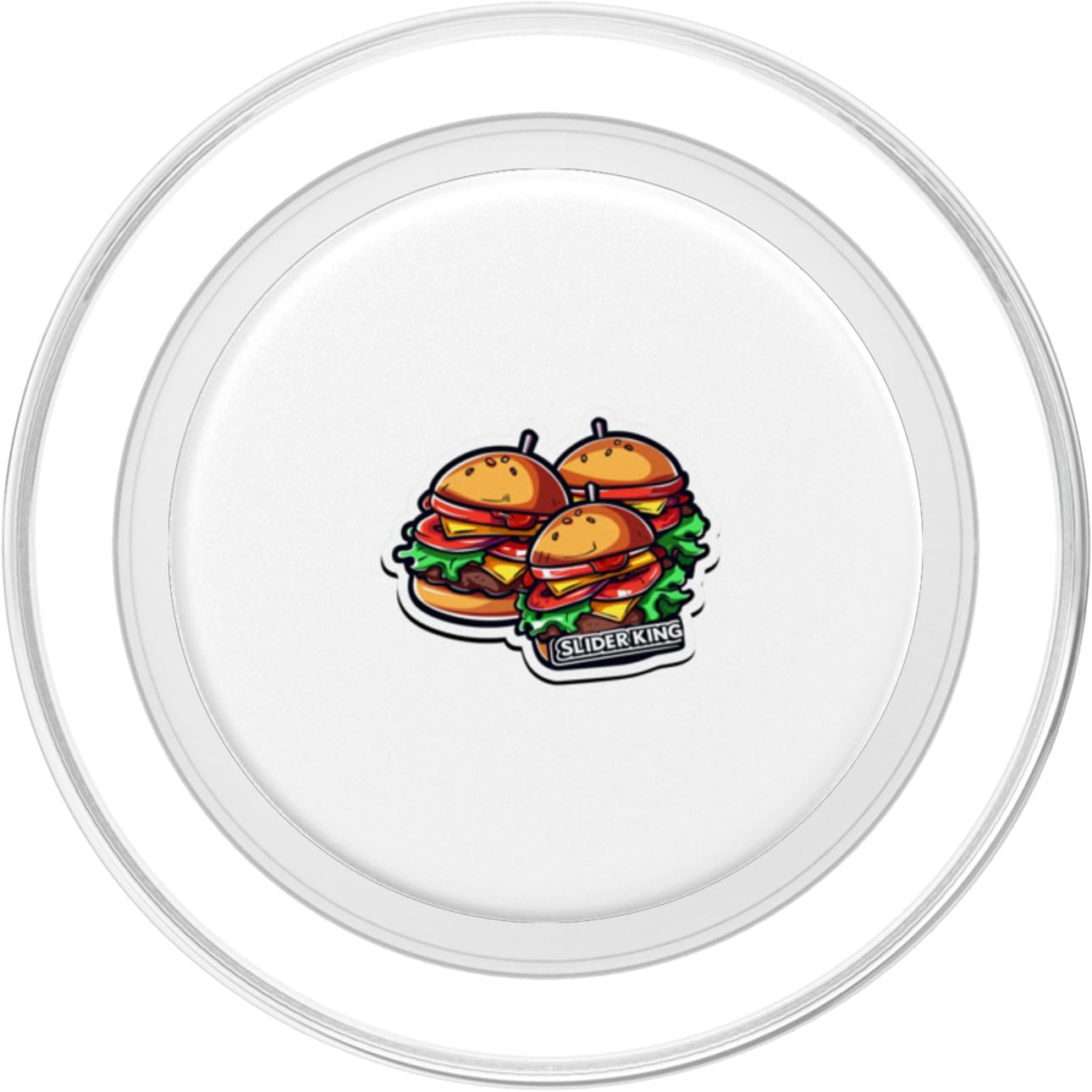 Slider King Cheese Burger Foodie Funny Hamburger Lover Fresh PopSockets PopGrip for MagSafe, Clear - Image 2