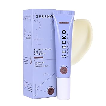 SEREKO Pigmentation Repair Lip Balm for Dark Lips With Kojic Acid, Vitamin C & Mango Seed Butter | Brightens Dark & Discoloration Lips, 24H Hydration, Lock Moisture | For Women & Men | Affogato - 8gm