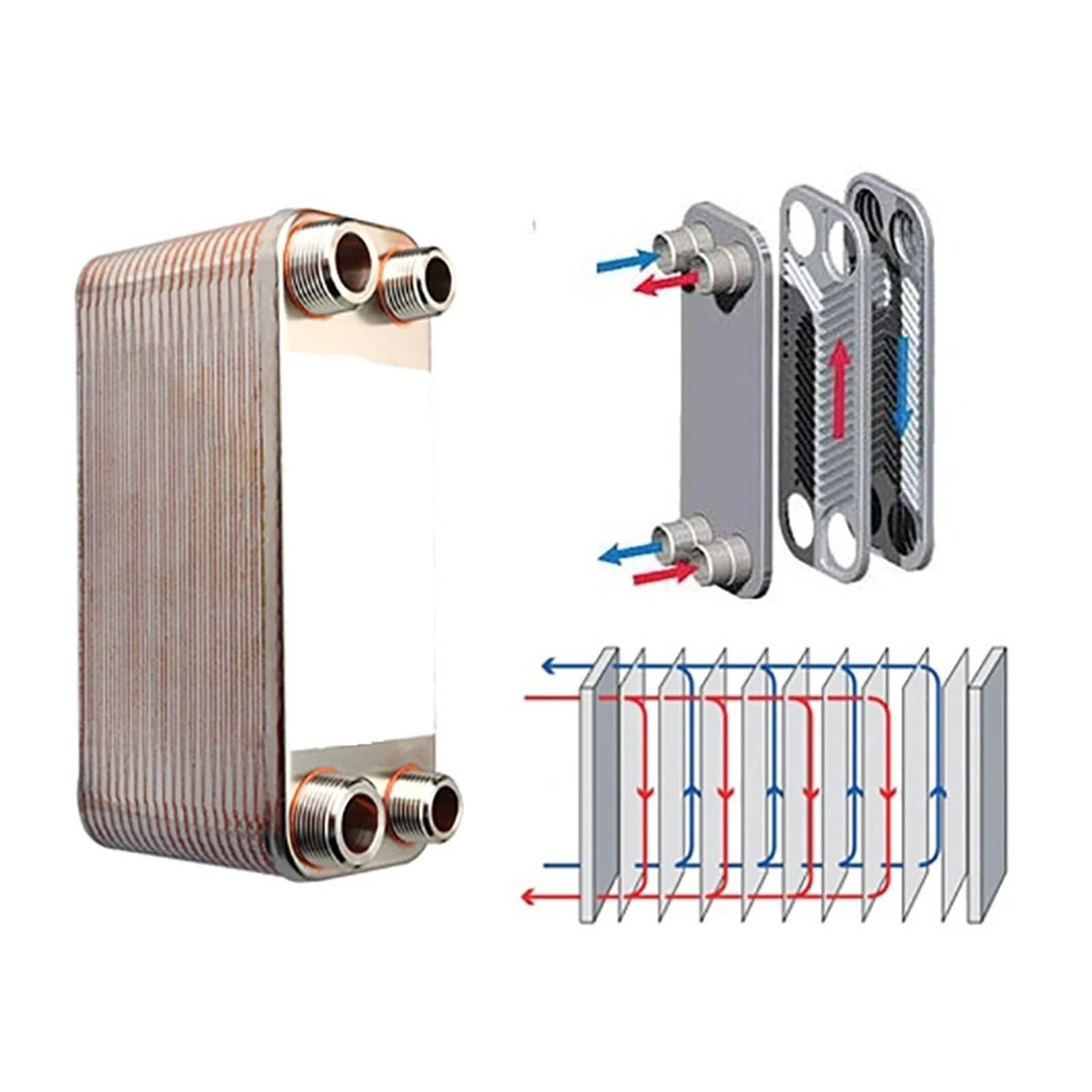 Scambiatore di calore a piastre 20/30/40 304 Tubo controcorrente in acciaio inox Raffreddamento rapido(40 plate)