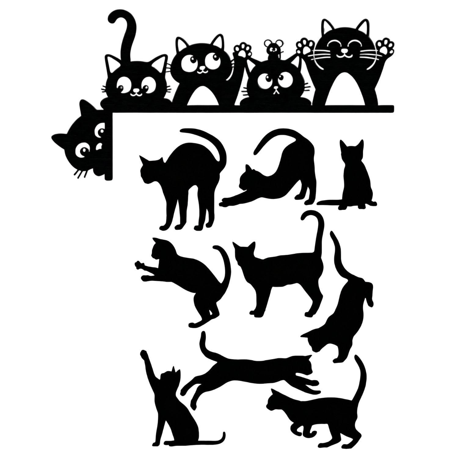 Ushxvg Black 1 Piece Of Fun Cat Door Frame Decoration And 1 Piece Of Switch Stickers, Three-Dimensional Eye-Catching Decoration, Easy To Install Without Taking Up Space, And Children's Rooms (Black).