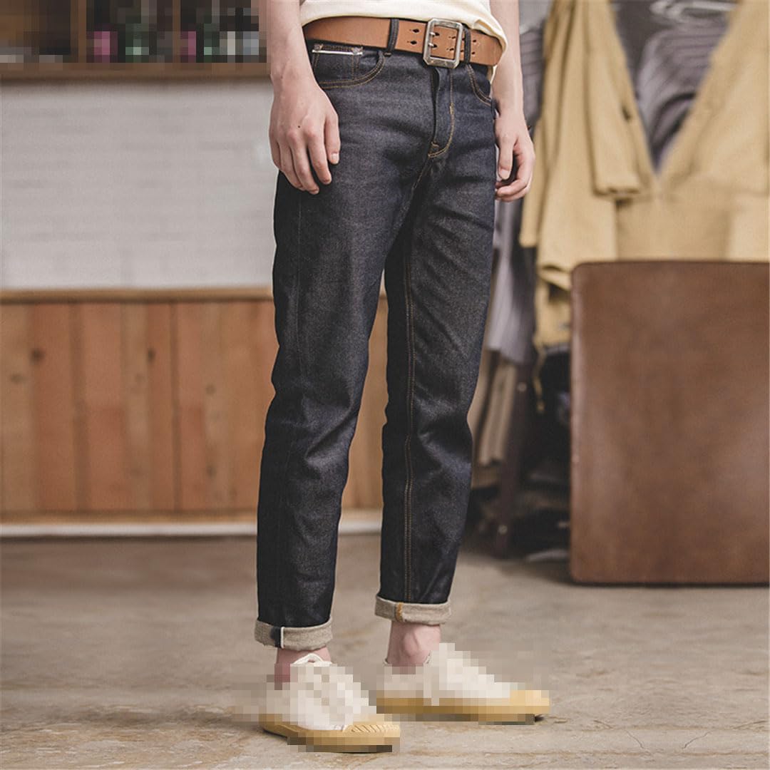 Vogrtcc Jeans da Uomo in Denim Oversize A Vita Media