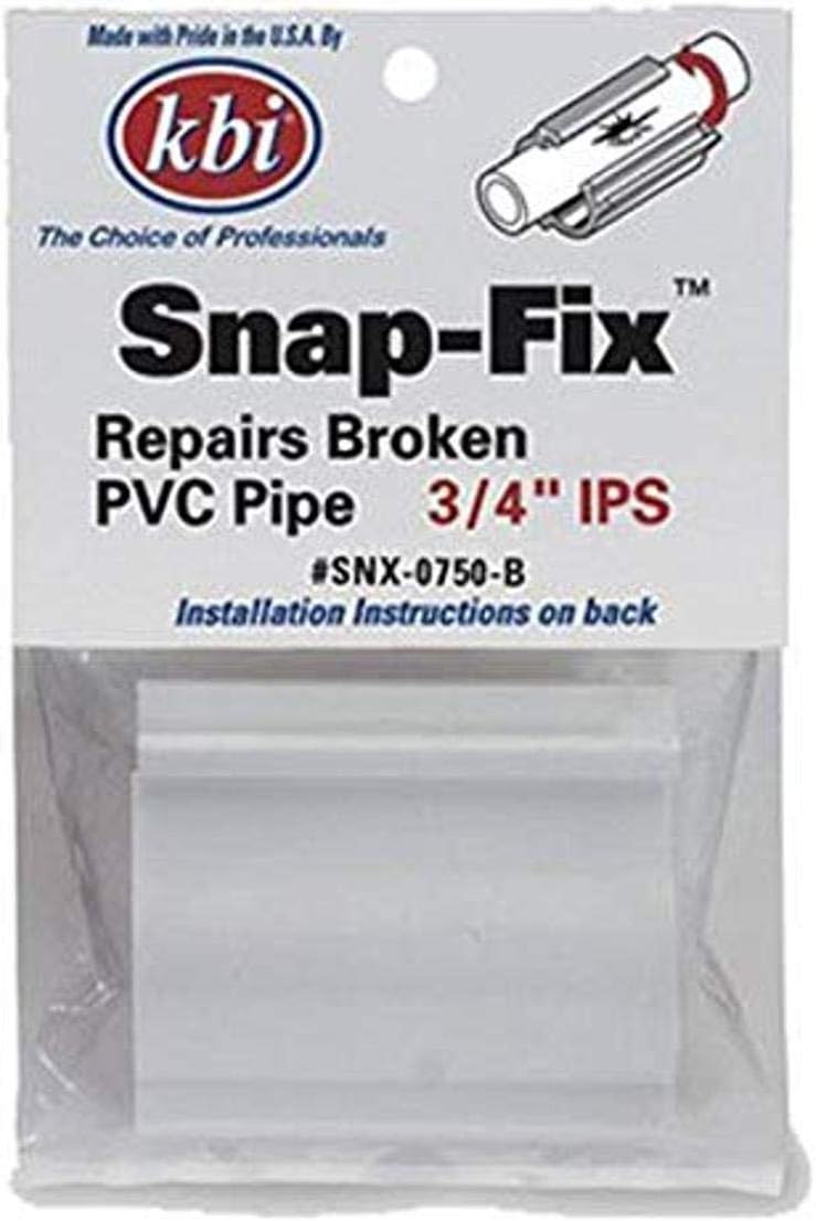 King Brothers Inc. SNX0750B PVC SnapFix Repair Coupling, White, 3/4