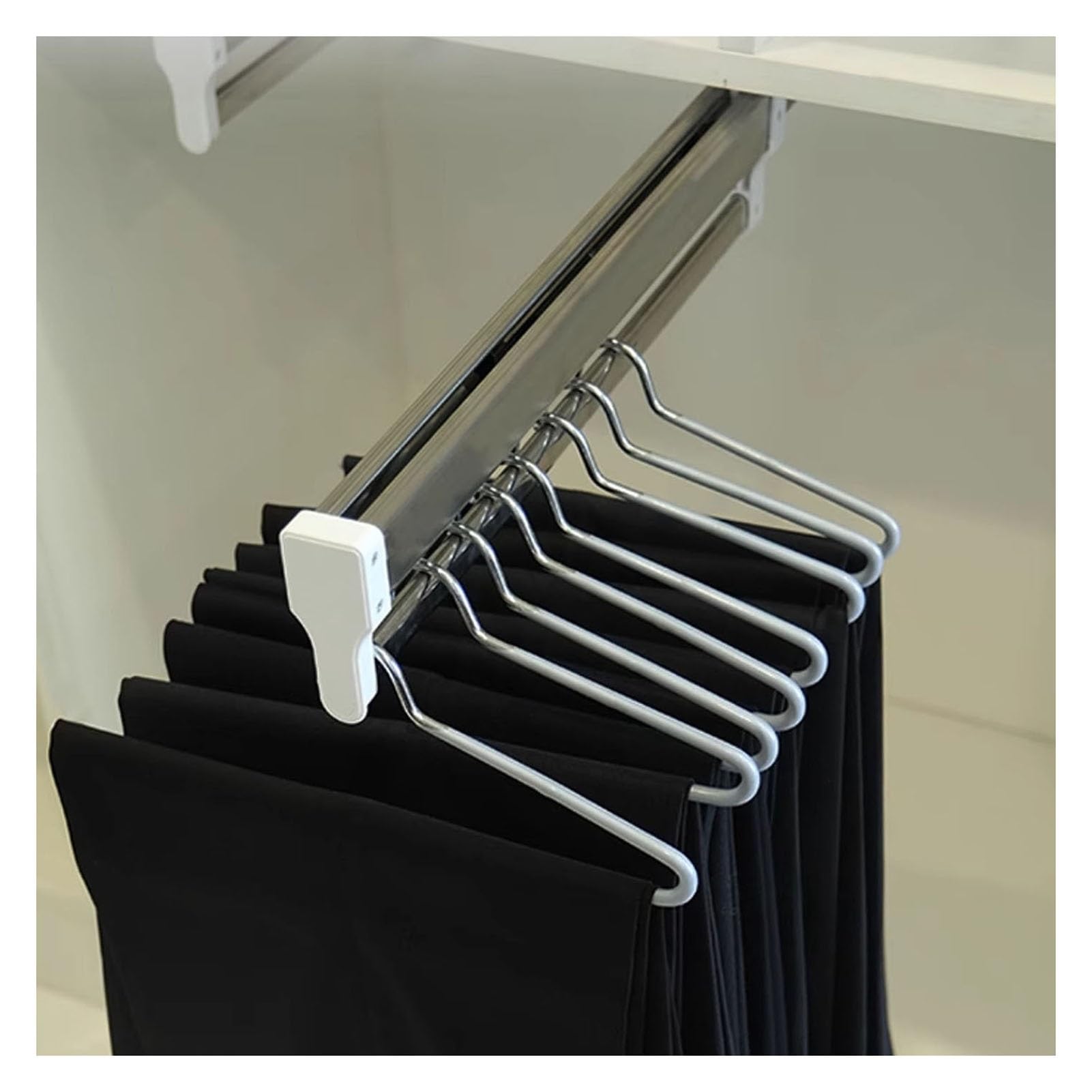 Ausziehbarer Hosenständer, platzsparende Kleiderschrankstange, ausziehbarer Hosenbügel aus Stahl, Hosen-Organizer für Kleiderschrank, Jeans, Kleidung, Schals (45,6 cm)