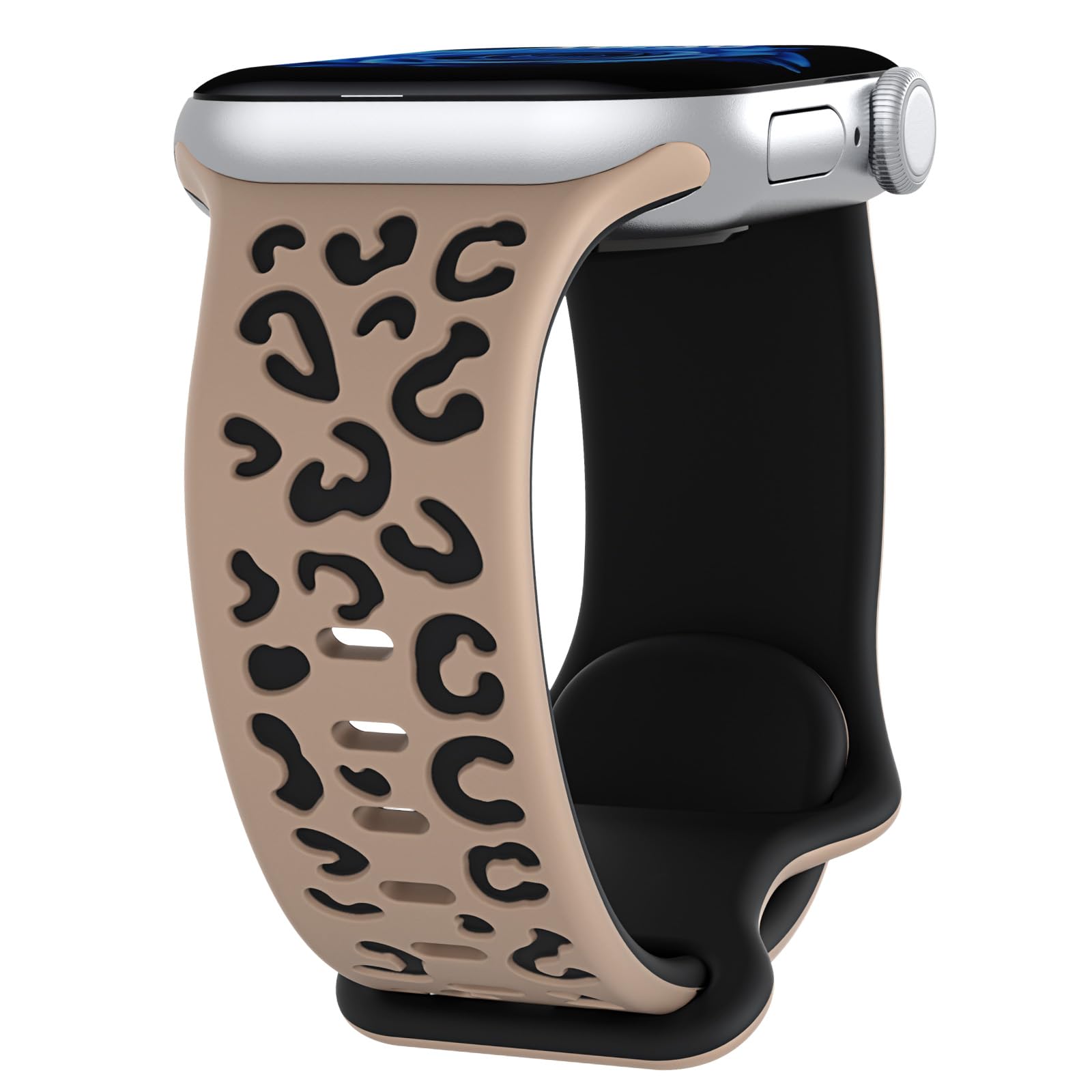 Leopard Engraved Band Compatible with Apple Watch Straps 38mm 40mm 42mm 44mm 45mm 46mm 49mm for Women, Silicone Sport Replacement Wristband for iWatch Series 11 10 9 8 7 6 5 4 3 2 1 SE Ultra — view 8