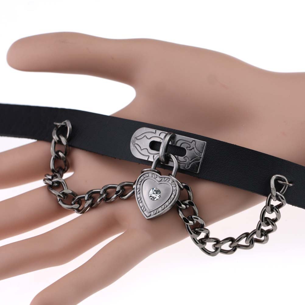 Collier Ras-du-cou Gothique En Cuir Suédé Noir Avec Pendentif Cœur émaillé Rouge - Style A - Taille Unique