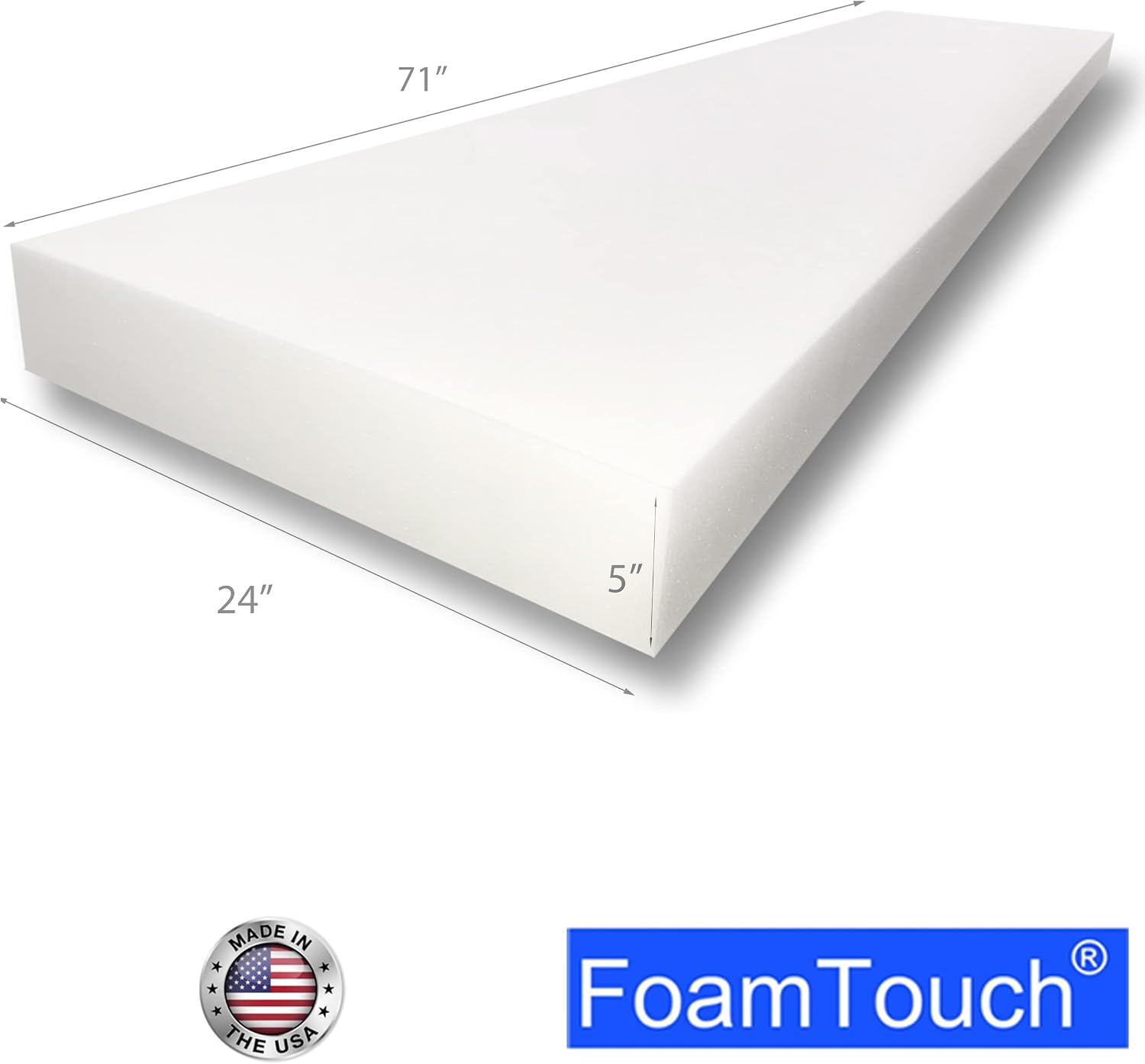 FoamTouch 5x24x71HDF Cushion & Upholstery Foam, 5x24x71, White