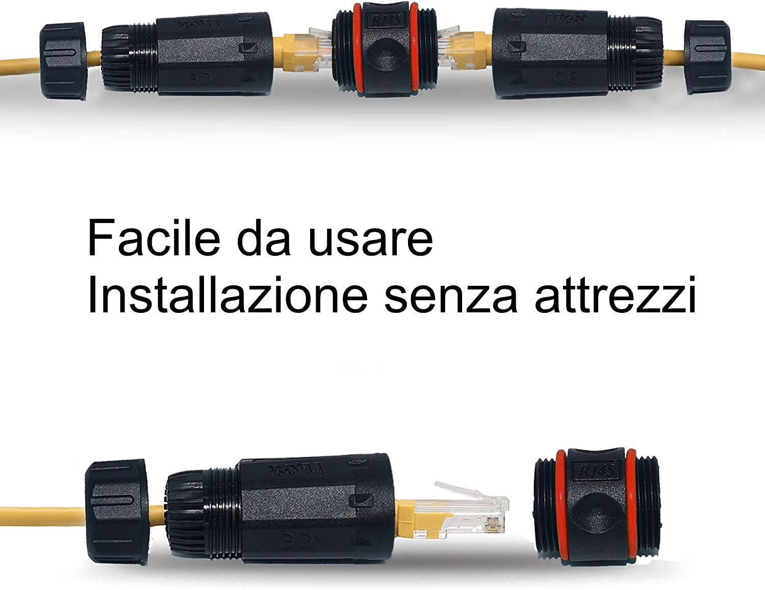 5 Pezzi Connettore RJ45 Impermeabile IP68 Schermato (STP) - Accoppiatore Femmina/Femmina Per Cavo Ethernet Cat5/5e/6 Esterno - 4