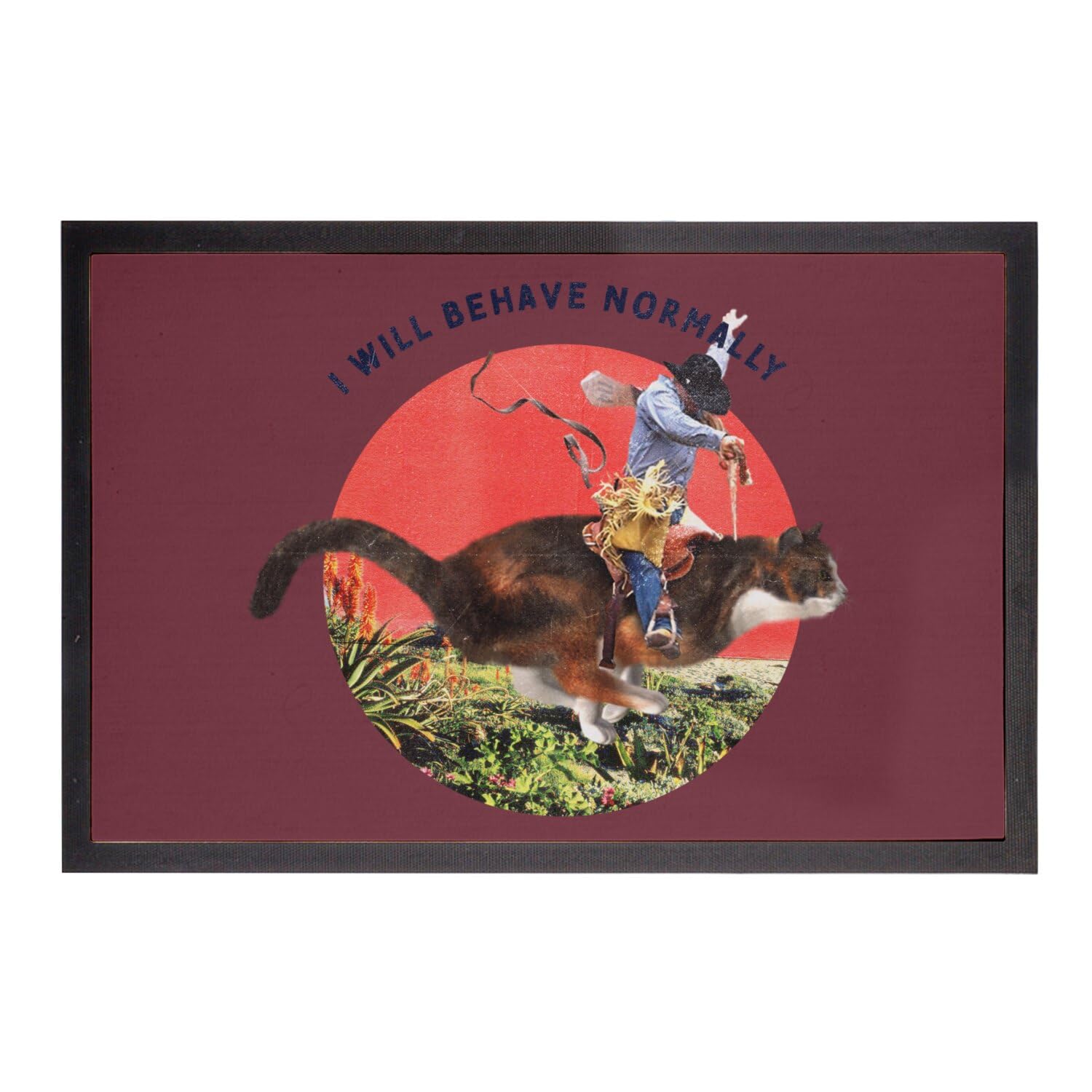 Paillasson Chat Behave Normally Rouge 60x40cm - Cadeau Crémaillère Humour Vintage