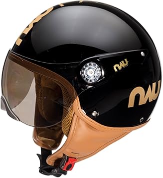 Nau Fashion Deluxe Motorcycle Helmet Helmet – Shiny Black : Amazon.co.uk:  Automotive