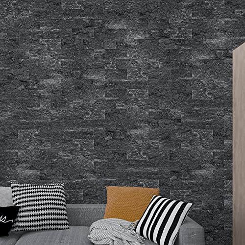 Longking 10-Sheet Peel And Stick Backsplash For Kitchen, Pvc Stick On Tile For Bathroom Vanities, Kitchen Backsplash, Retro/Rustic Style Wall Décor In Dark Granite #TOP2