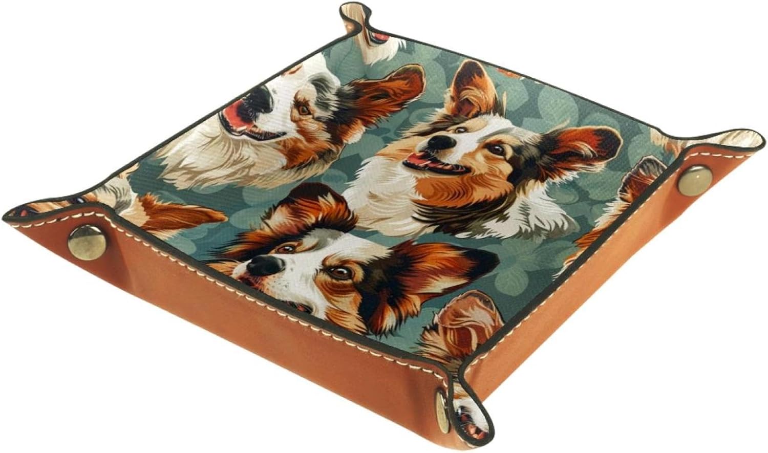 Cute Pet Dog Microfiber Leather Dice Trays Folding for RPG DND Table Games, Leather Dice Holder Storage Box Portable Folding Rolling Dice Tray, 16x16cm image 2