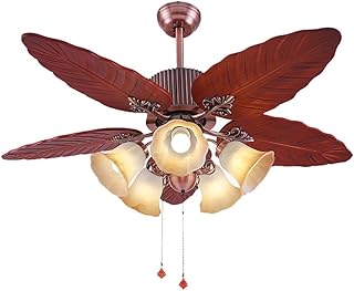 XUEPING Lampa sufitowa, europejski wentylator sufitowy, oświetlenie do salonu, restauracji, wentylator sufitowy, oświetlenie sypialni, wentylator, drewniane, 5 reflektorów