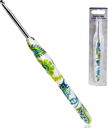 Miniatura 9 de LOOEN - Gancho de ganchillo de 0.315 pulgadas, mango ergonómico para manos artríticas, agarre de goma suave, agujas de tejer extra largas para