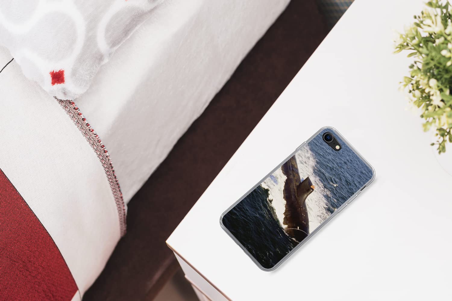 MuchoWow Funda para iPhone 7 - Un Submarino se sumerge en el Agua - Funda de Silicona/Funda Blanda para teléfono móvil