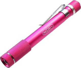 Police Security Aura Flashlight - 160 Lumens - 90 Meter Beam Distance - Ultrabright, Water Resistant, Durable & Compact Penlight w/Adjustable Slide Focus, Light Up Bezel & Belt Clip - Pink