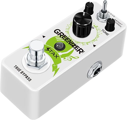 Vista 101 de Stax Pedales de efectos de compresor. Sonido clásico de compresión óptica. Ataque suave y atenuación. Conservando el transitorio de la señal Línea