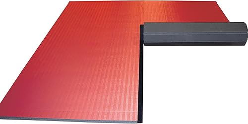 Dollamur Alfombrilla de artes marciales 10'x10'x1.25", Rojo, Tatami, FLEXI-Connect