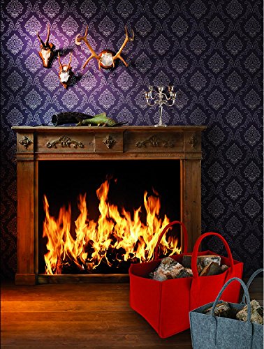 Close Up 2er Set Filztasche Kaminholztasche Filzkorb Kaminholzkorb Filz Zeitungsständer Zeitungskorb, Einkaufstasche, ca. 50 x 25 x 25 cm (Hellgrau & Dunkelgrau)