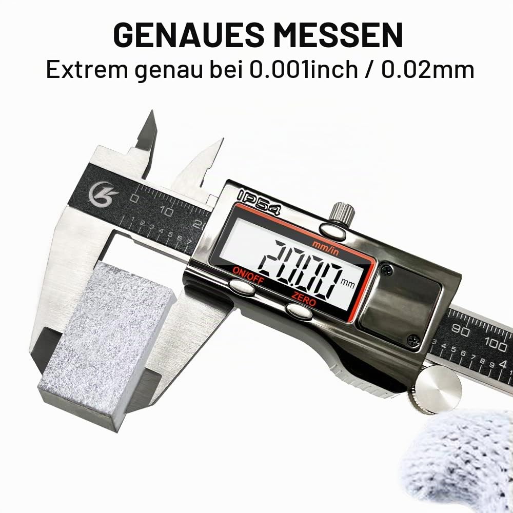 KETOTEK Messschieber Digital Schieblehre IP54 Wasserdichte Staubdicht, Elektronische Edelstahl Messlehre Messwerkzeuge 150mm/6-Zoll mit Ersatzbatterie LCD Display für Haushalt & Industrie Messung