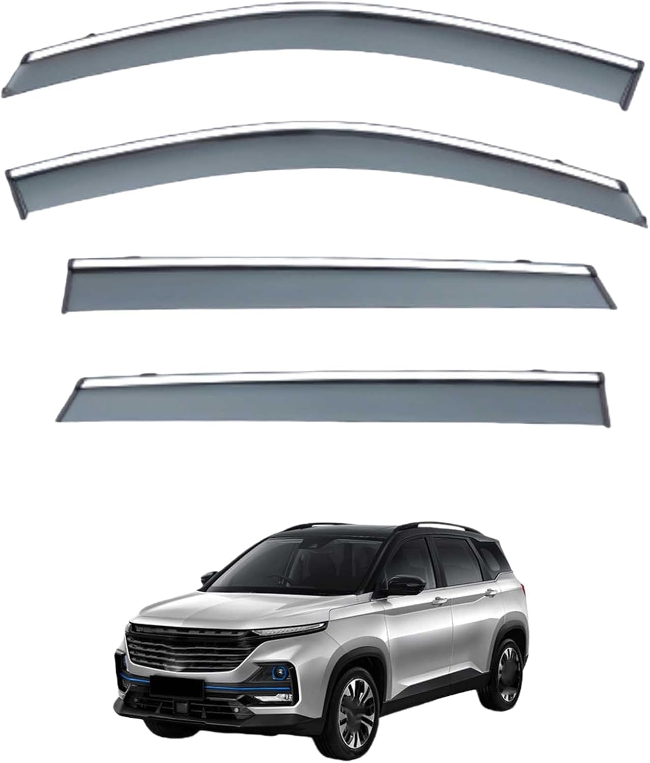 Liufangfc Normal Wind Deflectors For Wuling Almaz Mk1-Cn202s 2018-2021 – 4Pc Tape-On Smoked Visors, Weatherproof, Anti-Salt/Snow, Low-Noise