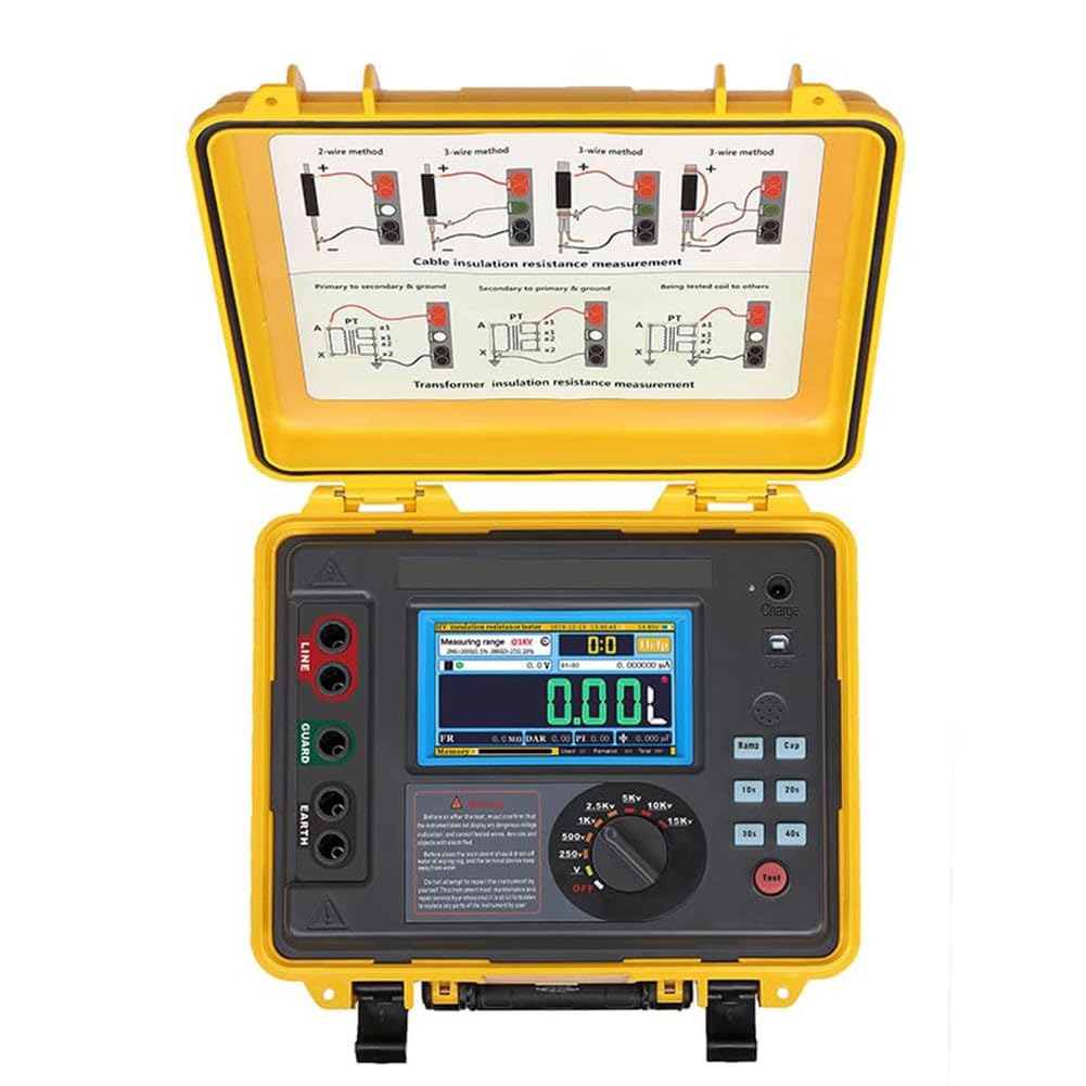 15KV Insulation Resistance Tester High Voltage Insulation Tester 15kV HV Insulation Tester with 30 Teraohms Resistance, 15kV Multi-Range Test Voltage USB Interface 8 steps Output Rated Voltage