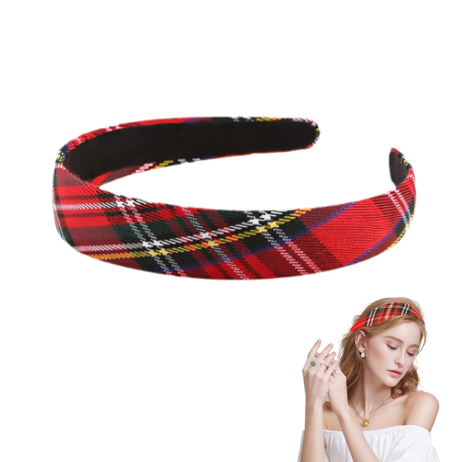 ? Red and Black Headband Tartan Set Red and Black Tartan Plaid Tweed Headband - Etsy main image 3