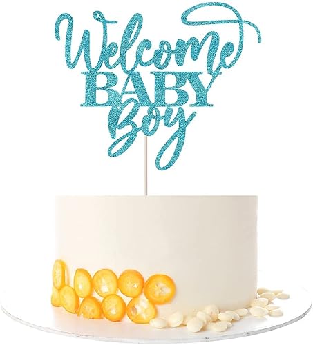 Miniatura 2 de Kaoenla Decoración de bienvenida para pastel de bebé, baby shower, decoración de fiesta de revelación de género para recién nacido (flash azul)