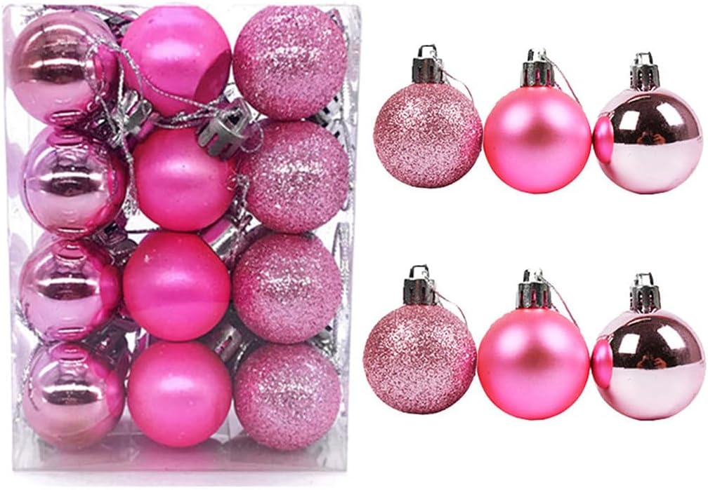ALIMITOPIA 24pcs Christmas Ball Baubles 1.2 inches Shatterproof Plastic Hanging Balls Pendant for Xmas Tree Decoration (Tiny Size;Lime Green)