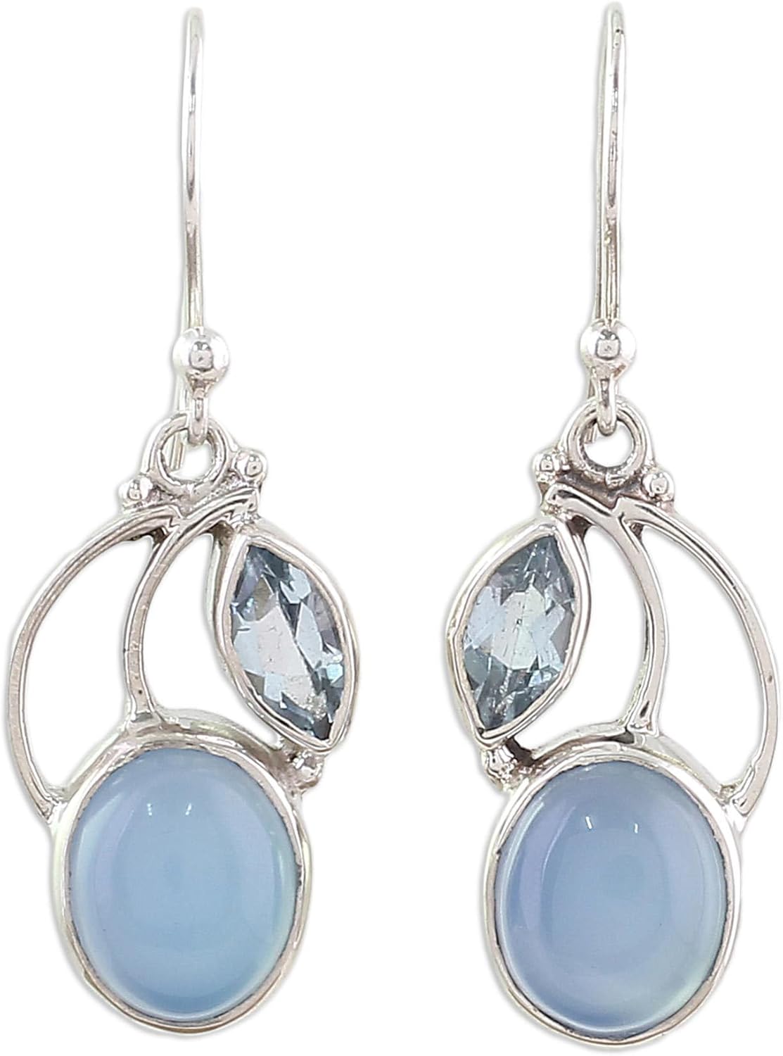 NOVICA Artisan Handmade Dangle Earrings Composite Silver Sterling Reconstituted Blue India Birthstone