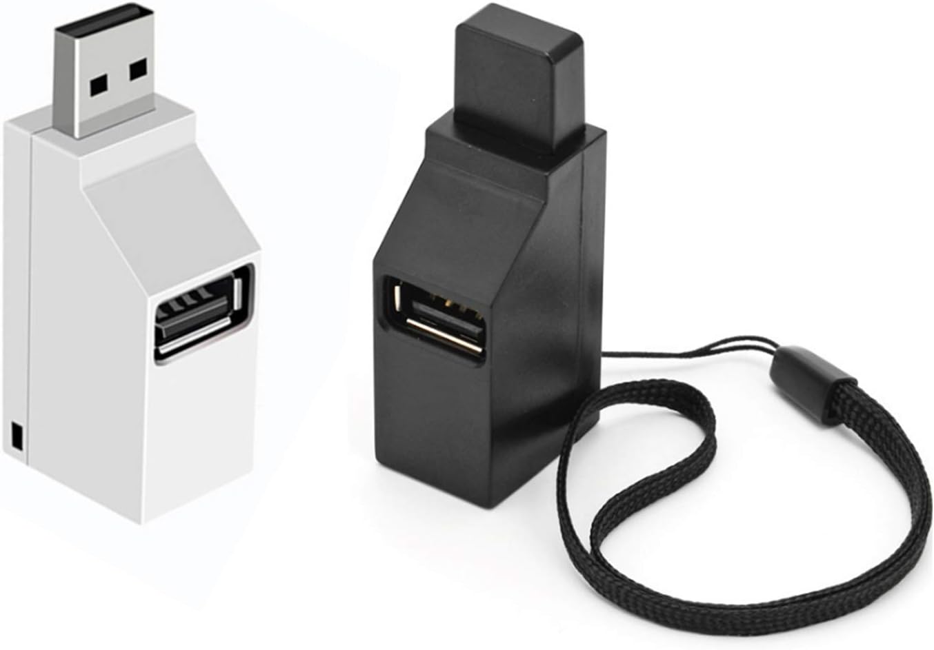 LIXINTIAN[2 Pack ] USB2.0 Splitter, 3-Port USB 3.0 Hub, for Notebook, USB Flash Drives, Mobile HDD, Laptop, PC - White Black