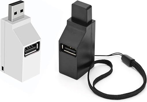 LIXINTIAN[2 Pack ] USB2.0 Splitter, 3-Port USB 3.0 Hub, for Notebook, USB Flash Drives, Mobile HDD, Laptop, PC - White Black
