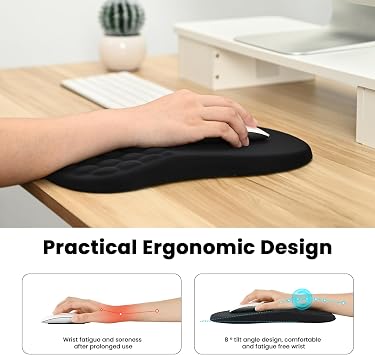 EooCoo Mouse Mat Wrist Support, Gaming Mouse Pad, Mousepad Large, Black | Ergonomic Massage Bumps, Office Accessories, Ease Wrist Pain, Smooth Tracking, Non-Slip Base, Compatibility, Washable