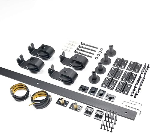 Miniatura 4 de DIYHD Puerta de armario plegable blanca de 67 x 84 pulgadas con 75 "Bi plegable puerta corredera de granero hardware