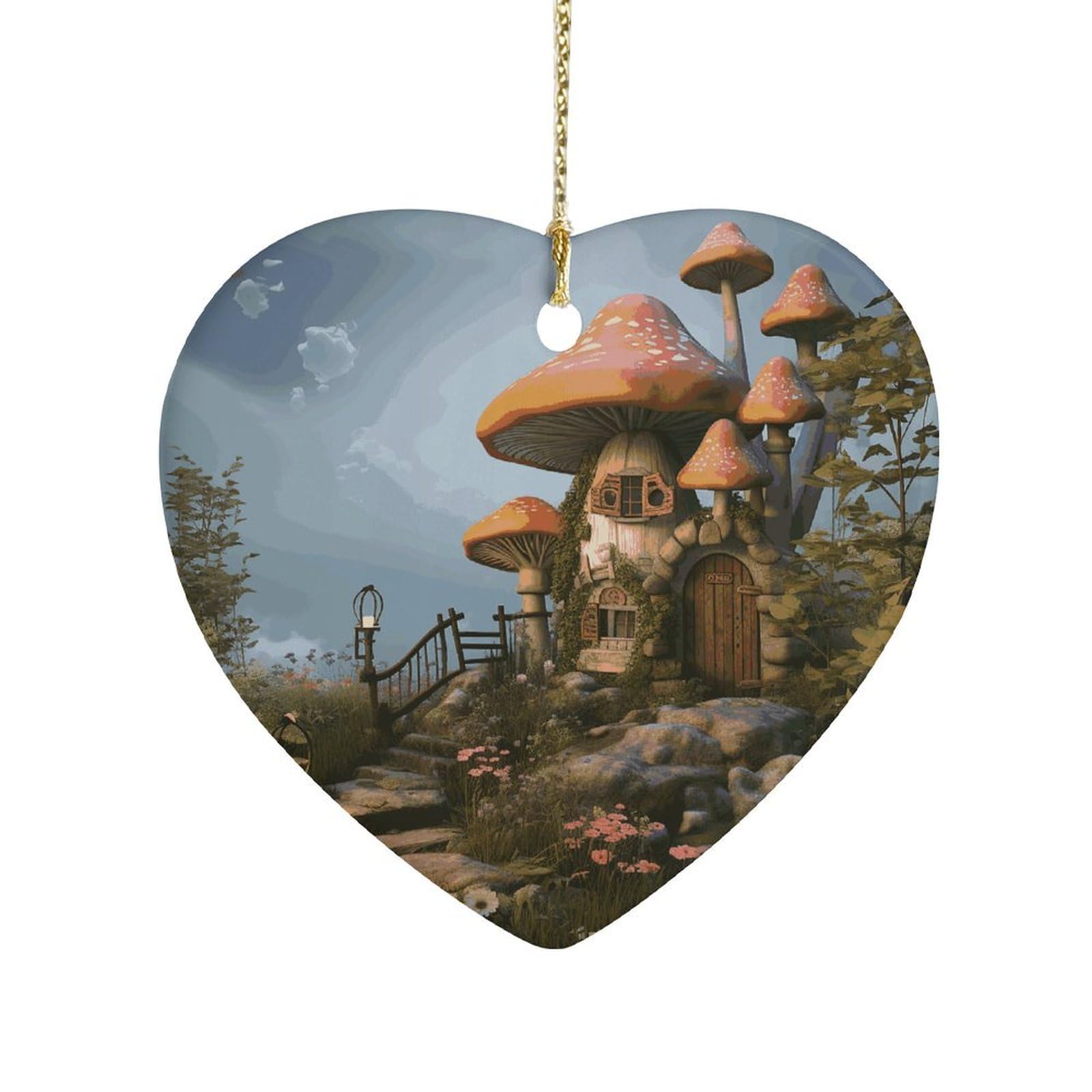 Fekiloot Style Mushroom Garden Ceramic Ornament Home Decor Keepsake