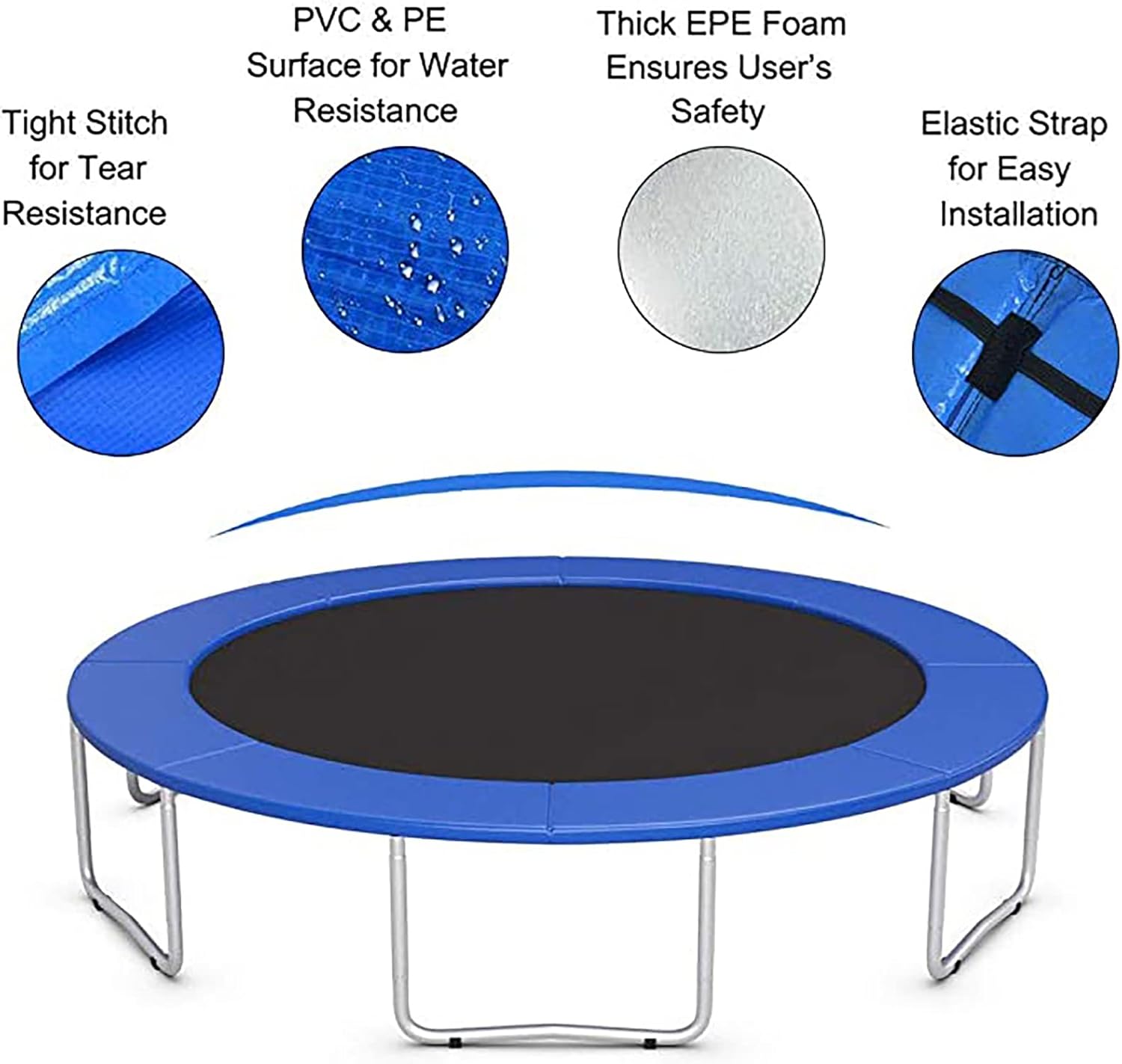 Trampoline Surround Pad Outdoor Trampoline Safety Mat, Trampoline Replacement Surround Cushion Foam Safety Protection Spring Cover, Edge Protection