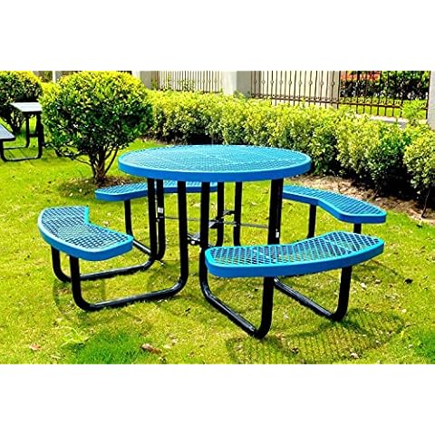 Lifeyard 46 inch Expanded Metal Round Picnic Table (Blue) Cover