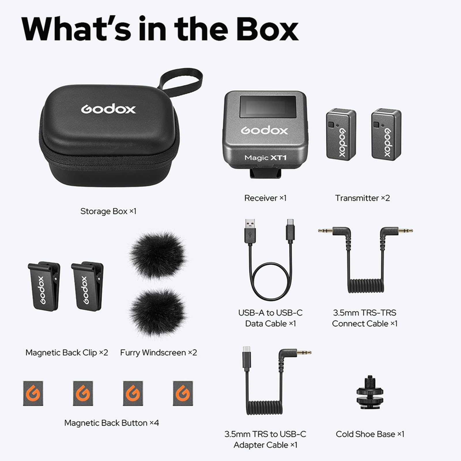 Godox Magic XT1 Micrófono Lavalier Inalámbrico - Alimentación Y Memoria Integrada, Pantalla Táctil OLED, Audio De 48 Khz/24 bits, Micrófono Inalámbrico 2.4g para Cámaras Smartphone Pc Tiktok Youtube