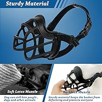 Vista 5 de Bozal de perro Barkless, bozal de cesta anti mordedura y masticación, cubierta de boca de jaula resistente y ligera para perros pequeños, medianos