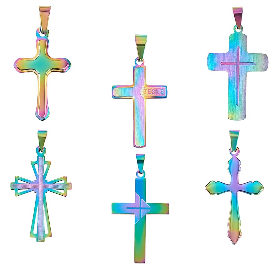 アクセサリー Cross motif design charm necklace Zeshimb Gothic Diamond Cross Necklace Dainty Blue Crystal