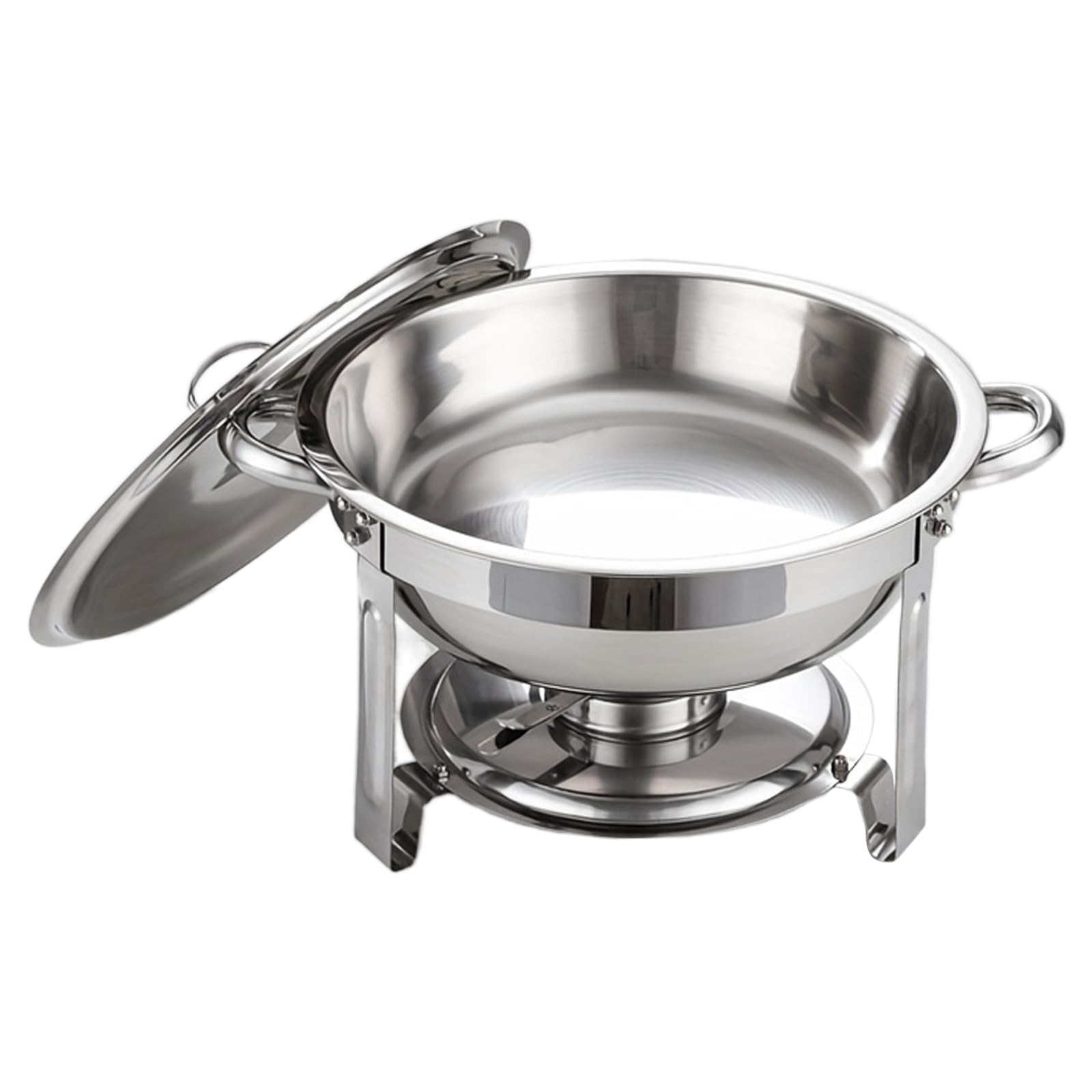 Chafing Dish Buffet - Set di 2 ciotole rotonde in acciaio inox con porta coperchio, design impilabile per feste, Natale, eventi di catering