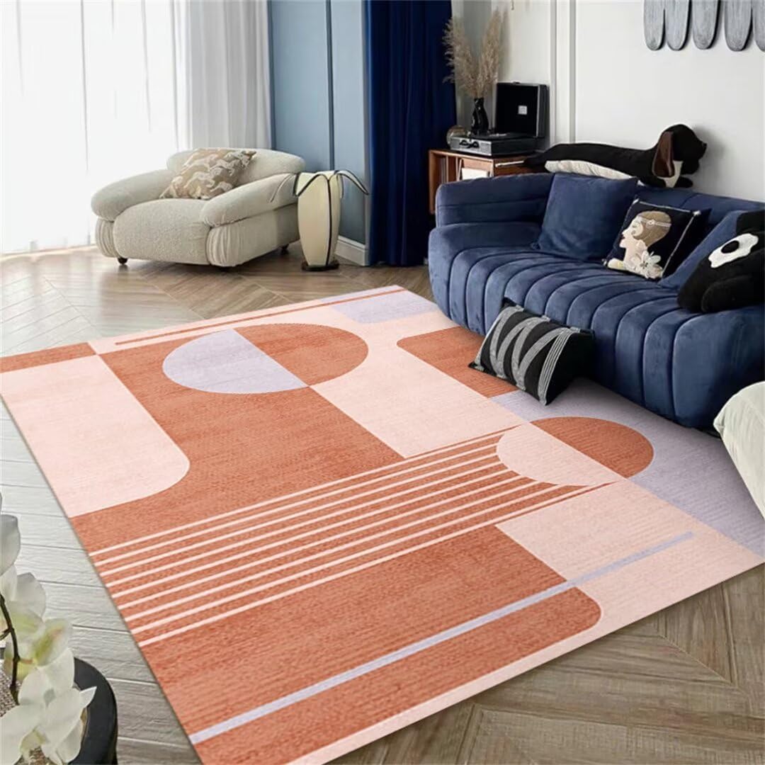 Tapis de bureau géométrique 80x120cm multicolore à poils courts lavable
