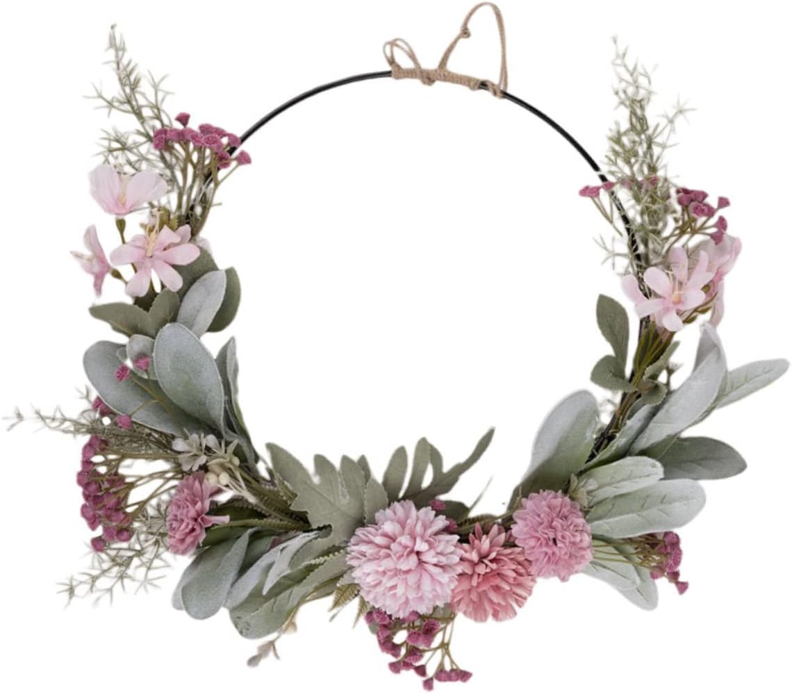 Zerodeko Door Wreath Garland Hoop Indoor Plants Artificial Garland Anthurium The Flowers Iron Metal Hoop Wreath Front Door